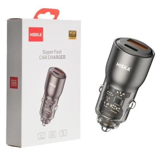 شارژر فندکی هیسکا (Hiska) مدل HCC-326 | ۹۵ وات PD Super Fast Charging